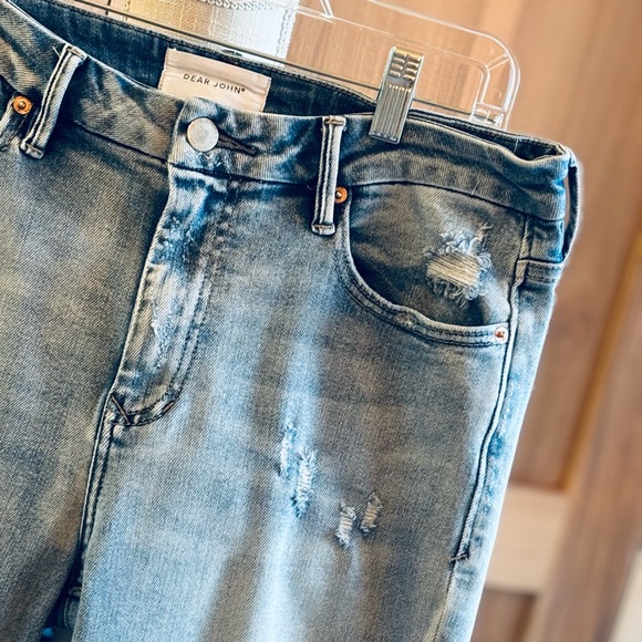 Dear John Pixie Skinny Distressed  Denim Jeans. Raw Hem Light Wash Women’s Sz-31 - Picture 4 of 8
